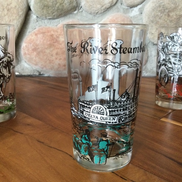 Vintage Hazel Atlas Transportation Glasses Set of Four - Picture 4 of 6